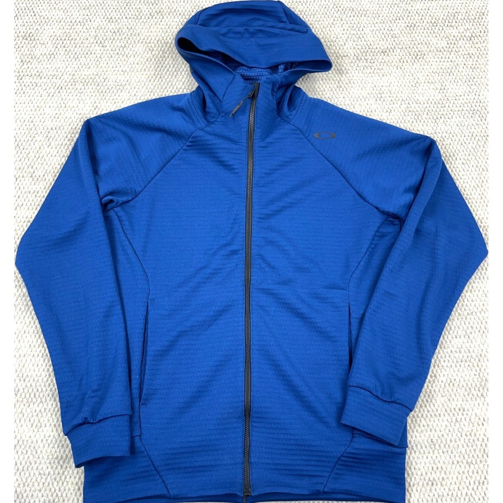 Oakley Hoodie Men Small Royal Blue Full Zip Track Suit Jacket Performance Fit
